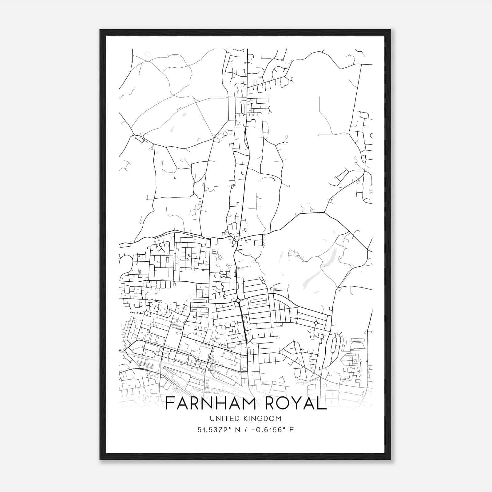 Farnham Royal United Kingdom Map Poster, Modern Home Decor Wall Art Print