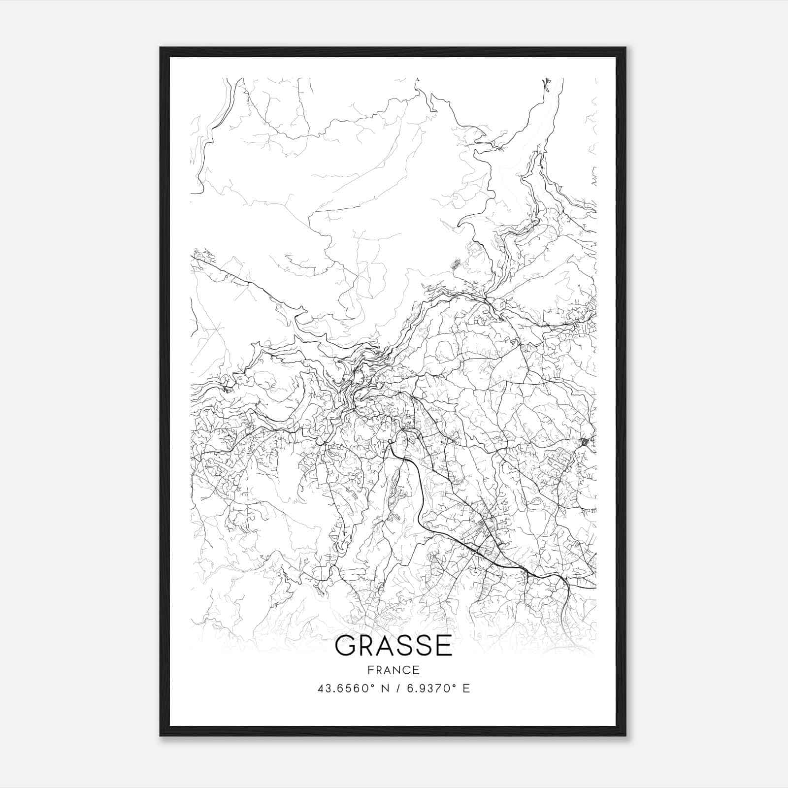 Grasse France Map Poster, Modern Home Decor Wall Art Print