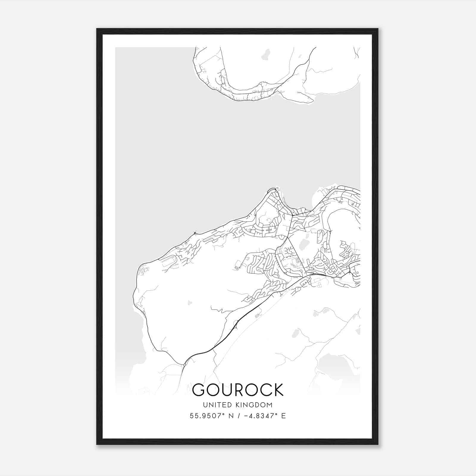 Gourock United Kingdom Map Poster, Modern Home Decor Wall Art Print