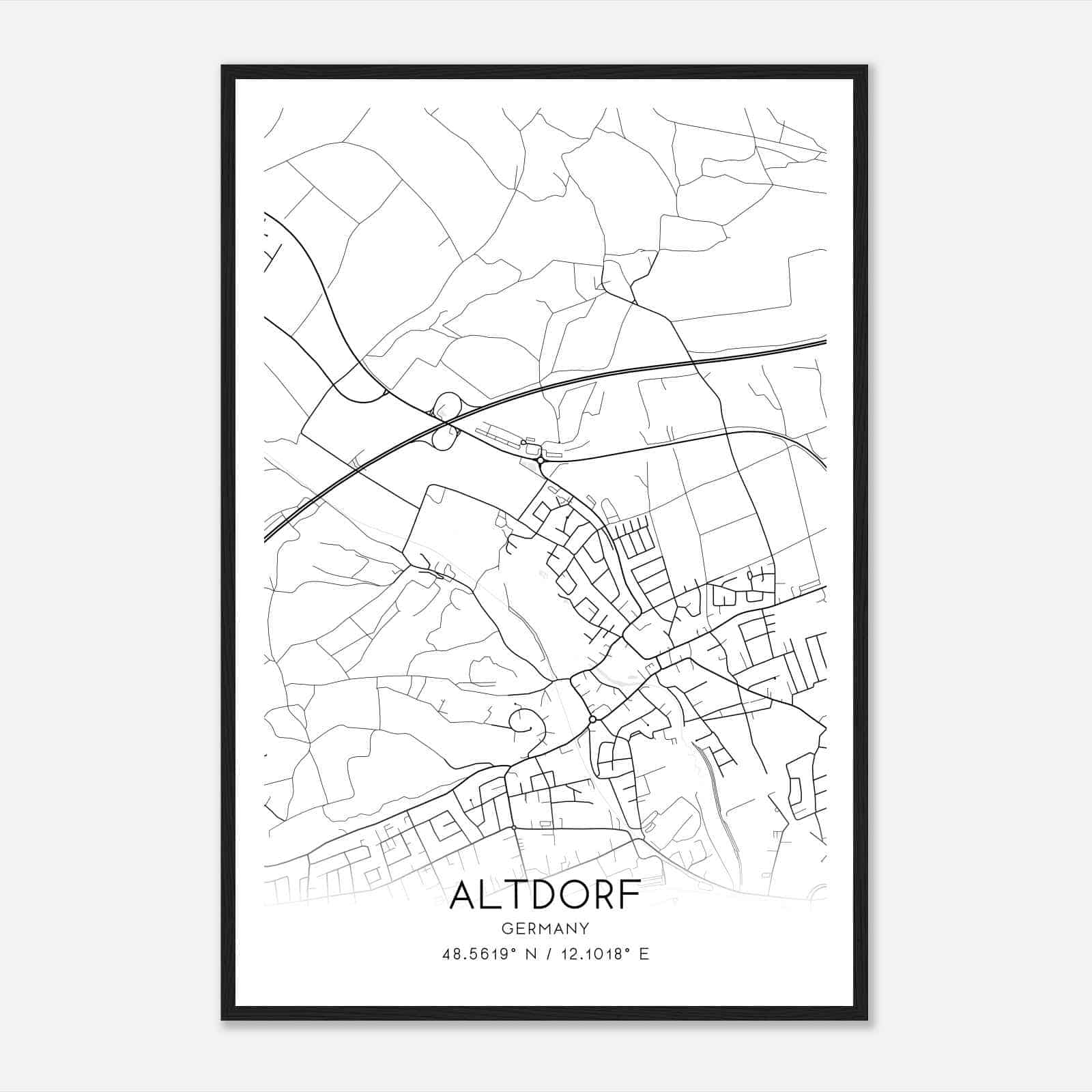 Aich Germany Map Poster, Modern Home Decor Wall Art Print Aich Germany Map Poster, Modern Home Decor Wall Art Print
