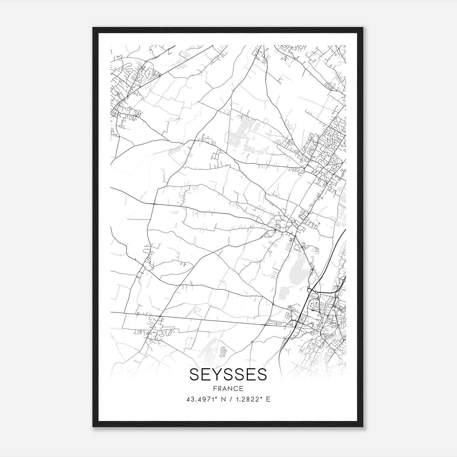 Seysses France Map Poster, Modern Home Decor Wall Art Print