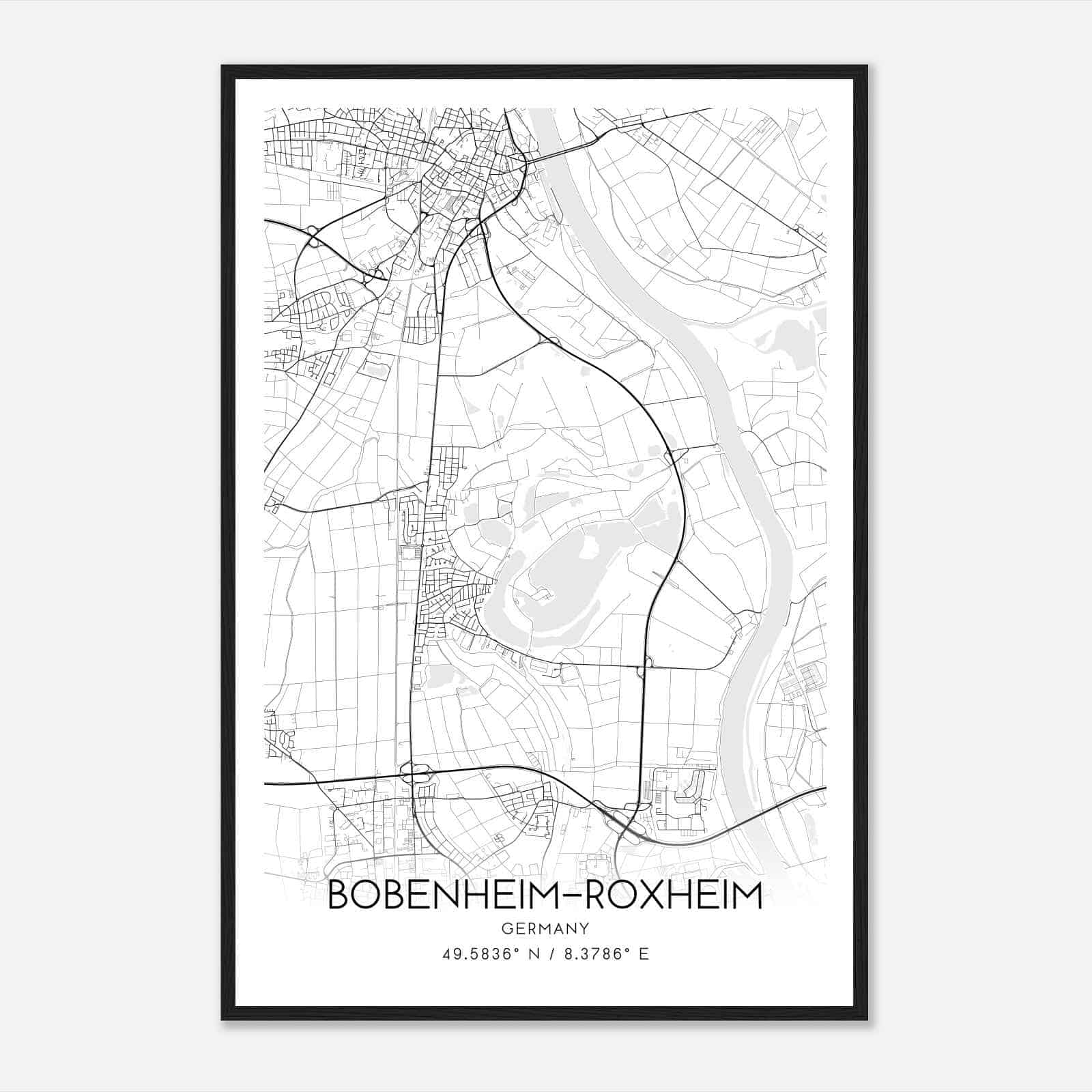 Bobenheim-Roxheim Germany Map Poster, Modern Home Decor Wall Art Print