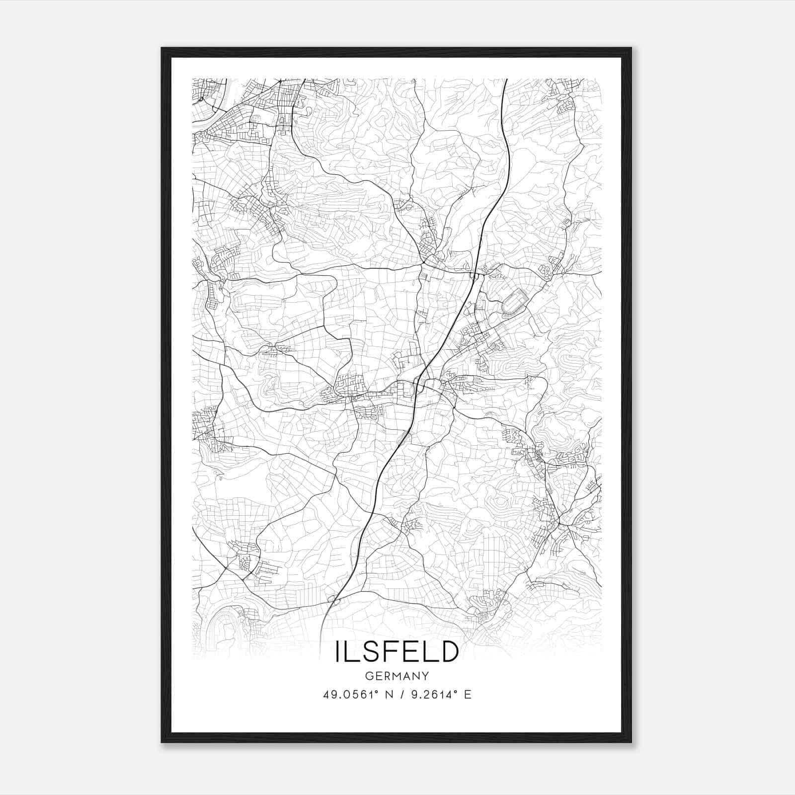 Ilsfeld Germany Map Poster, Modern Home Decor Wall Art Print