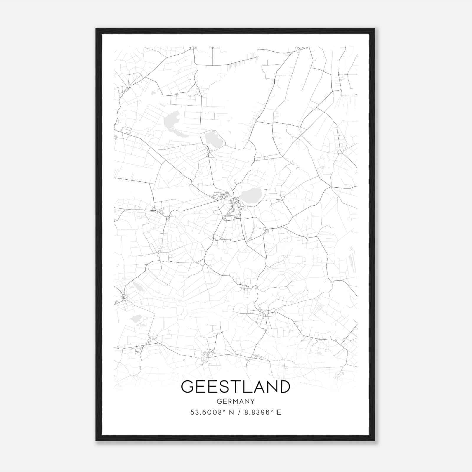 Bederkesa Germany Map Poster, Modern Home Decor Wall Art Print