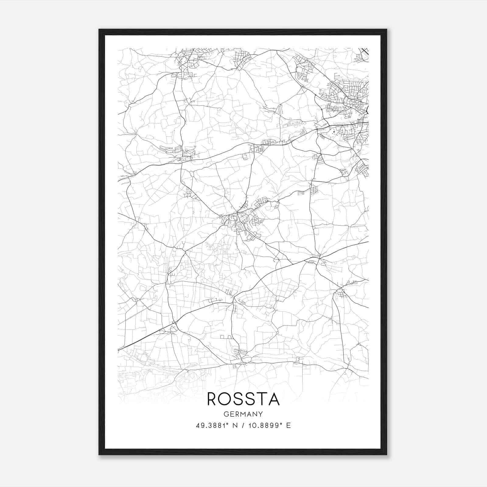 Rosstal Germany Map Poster, Modern Home Decor Wall Art Print