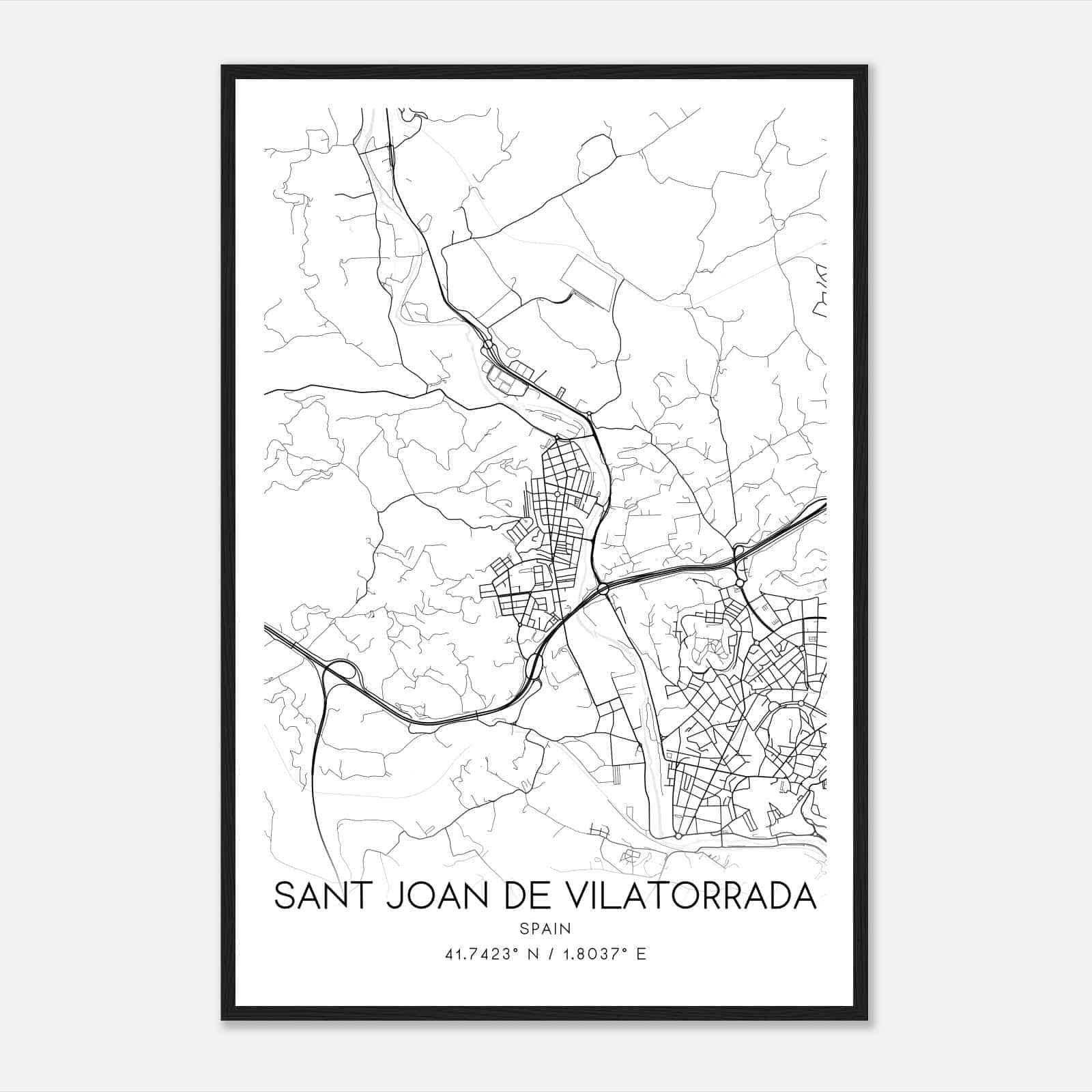 Sant Joan de Vilatorrada Spain Map Poster, Modern Home Decor Wall Art Print