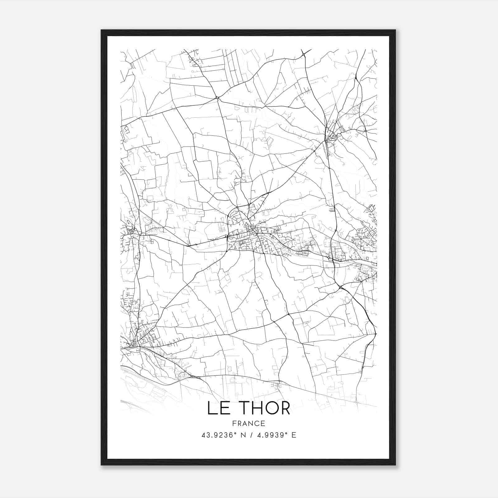Le Thor France Map Poster, Modern Home Decor Wall Art Print