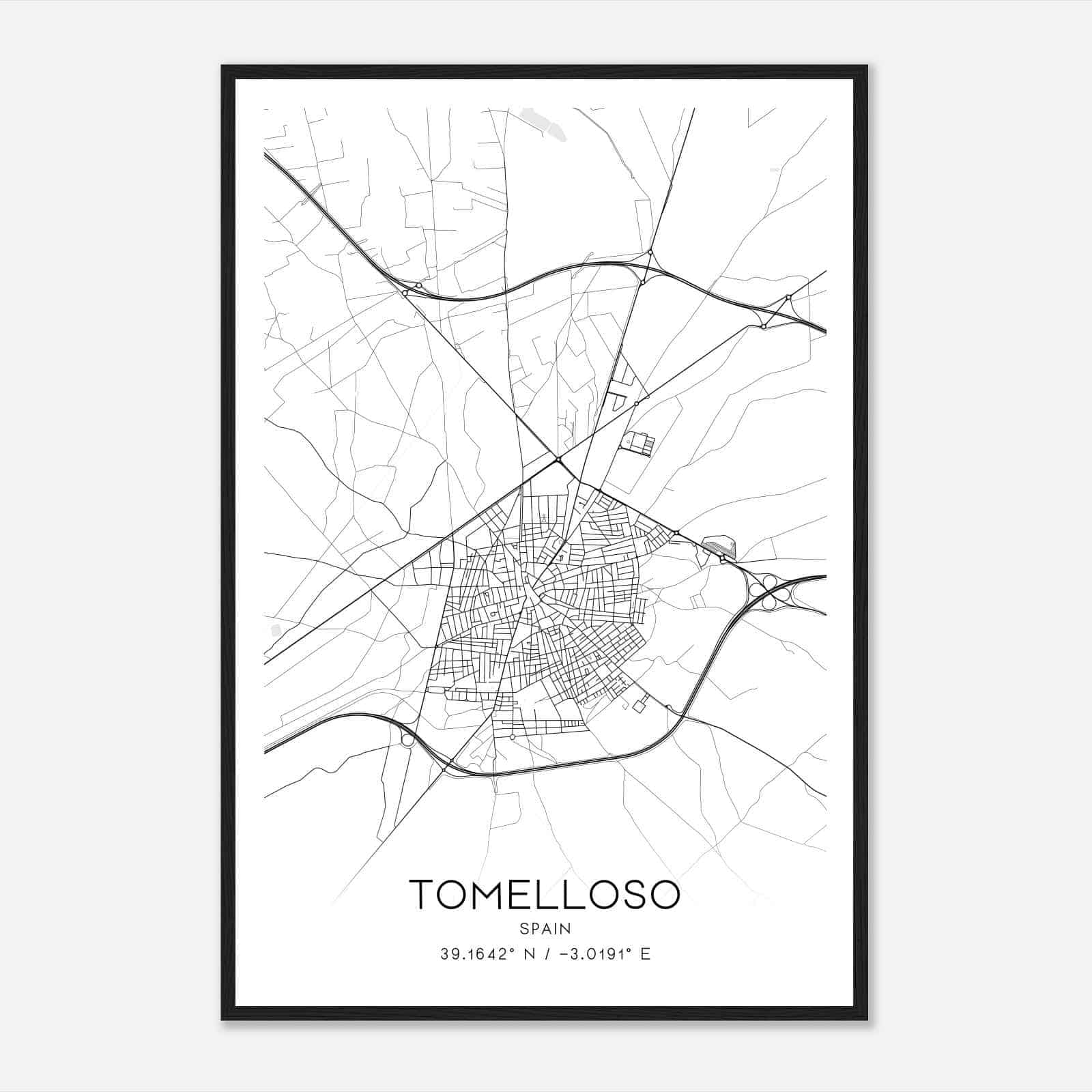 Tomelloso Spain Map Poster, Modern Home Decor Wall Art Print