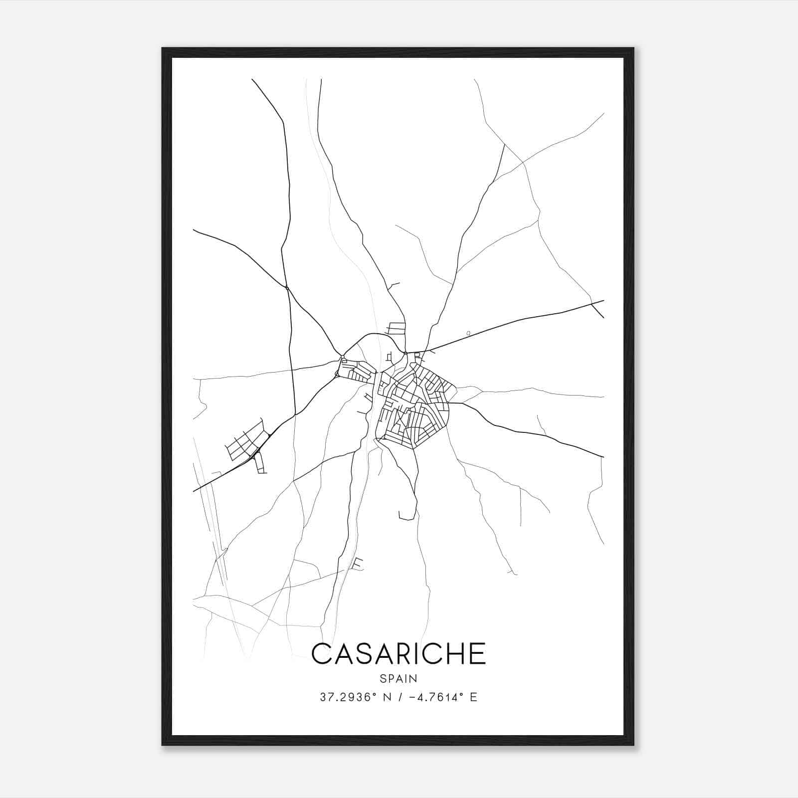 Casariche Spain Map Poster, Modern Home Decor Wall Art Print