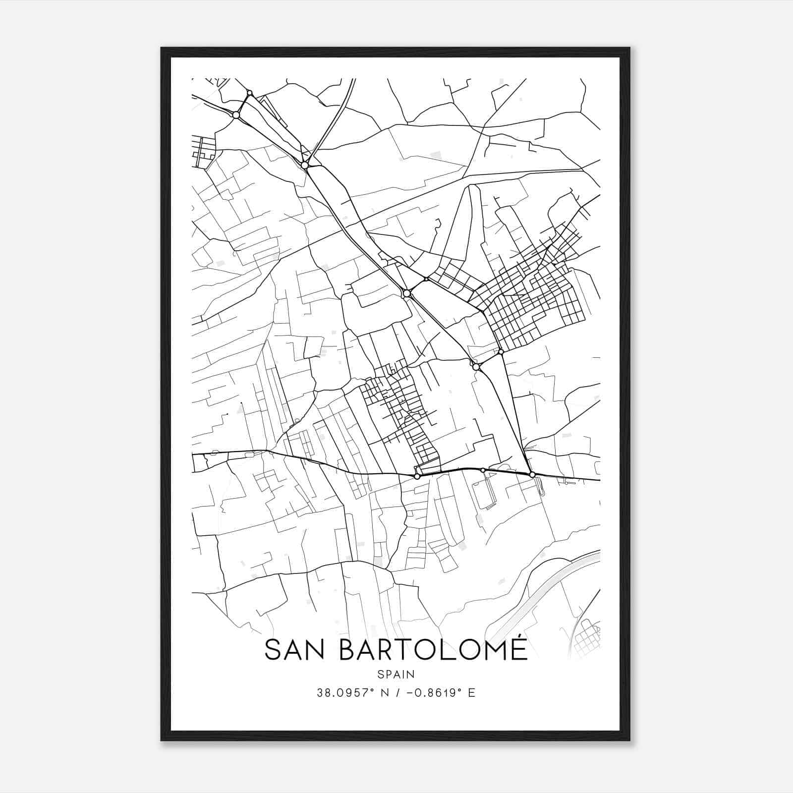San Bartolome Spain Map Poster, Modern Home Decor Wall Art Print
