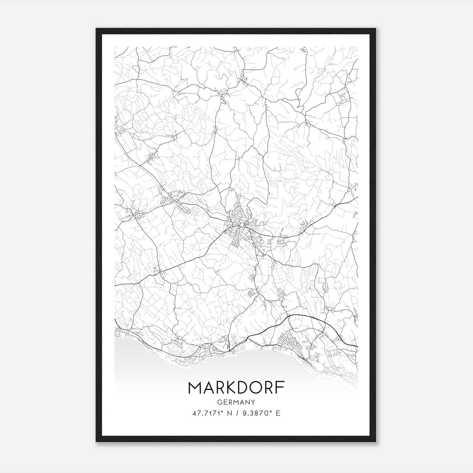 Markdorf Germany Map Poster, Modern Home Decor Wall Art Print