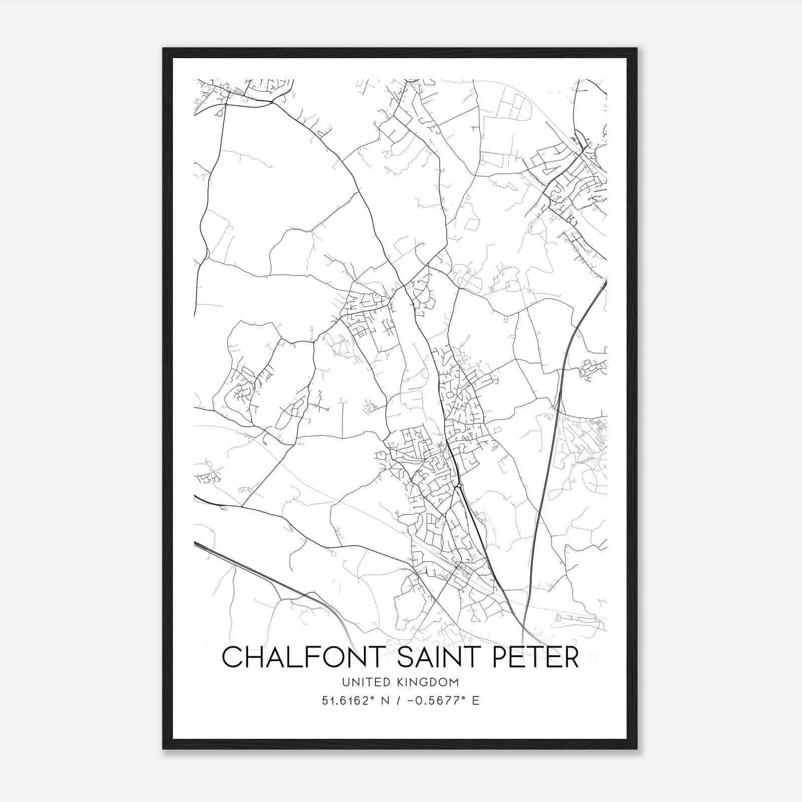 Chalfont Saint Peter United Kingdom Map Poster, Modern Home Decor Wall Art Print