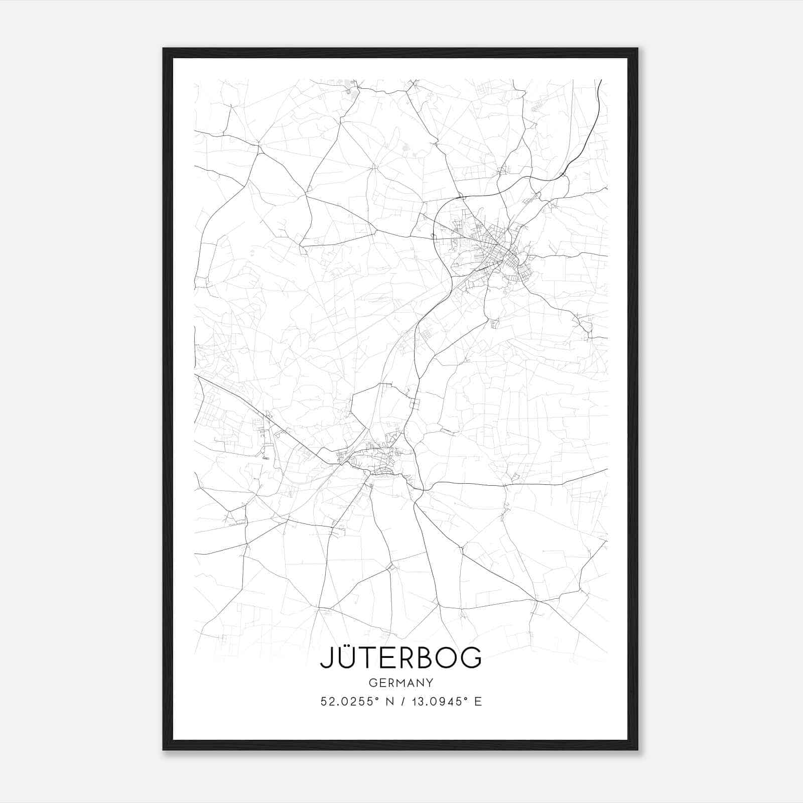 Juterbog Germany Map Poster, Modern Home Decor Wall Art Print