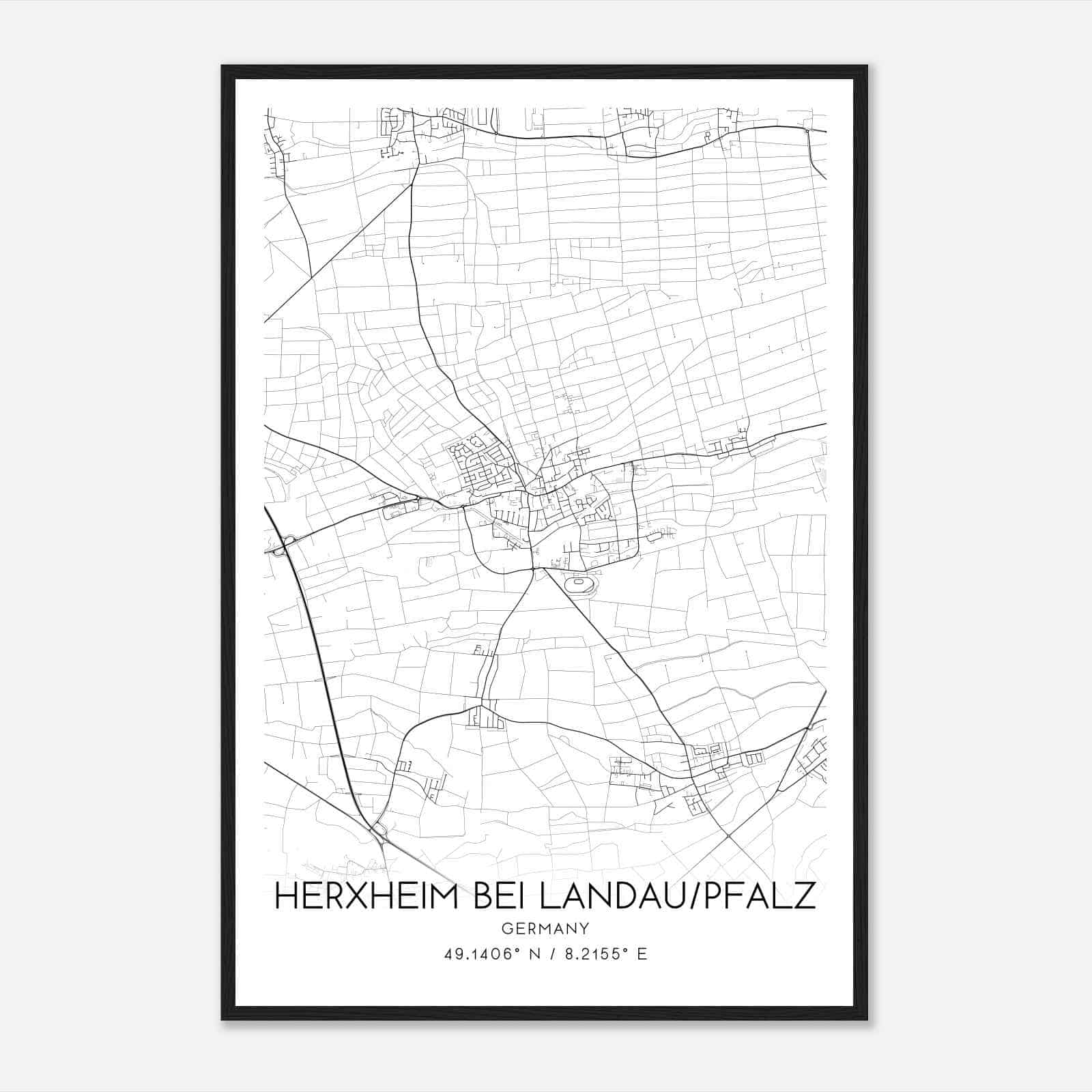 Herxheim Germany Map Poster, Modern Home Decor Wall Art Print