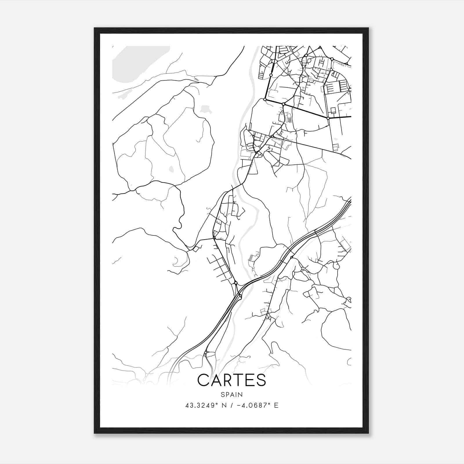 Cartes Spain Map Poster, Modern Home Decor Wall Art Print