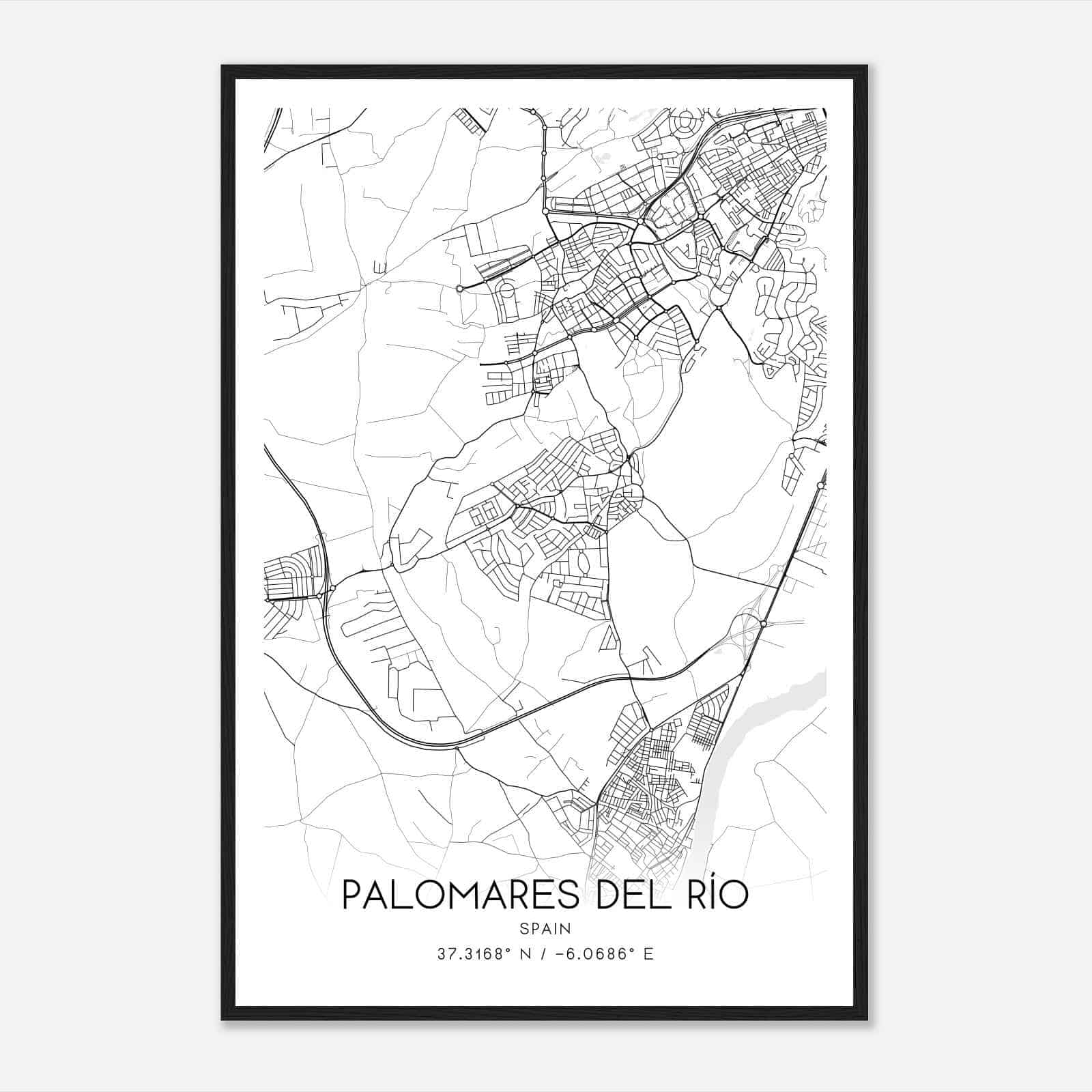 Palomares del Rio Spain Map Poster, Modern Home Decor Wall Art Print