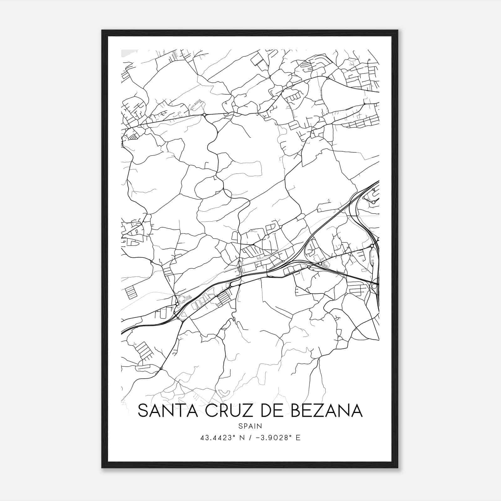 Santa Cruz de Bezana Spain Map Poster, Modern Home Decor Wall Art Print