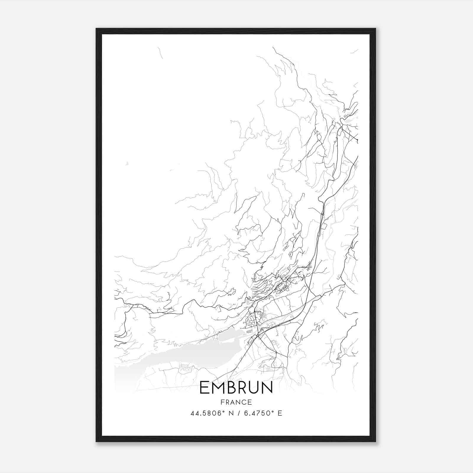 Embrun France Map Poster, Modern Home Decor Wall Art Print