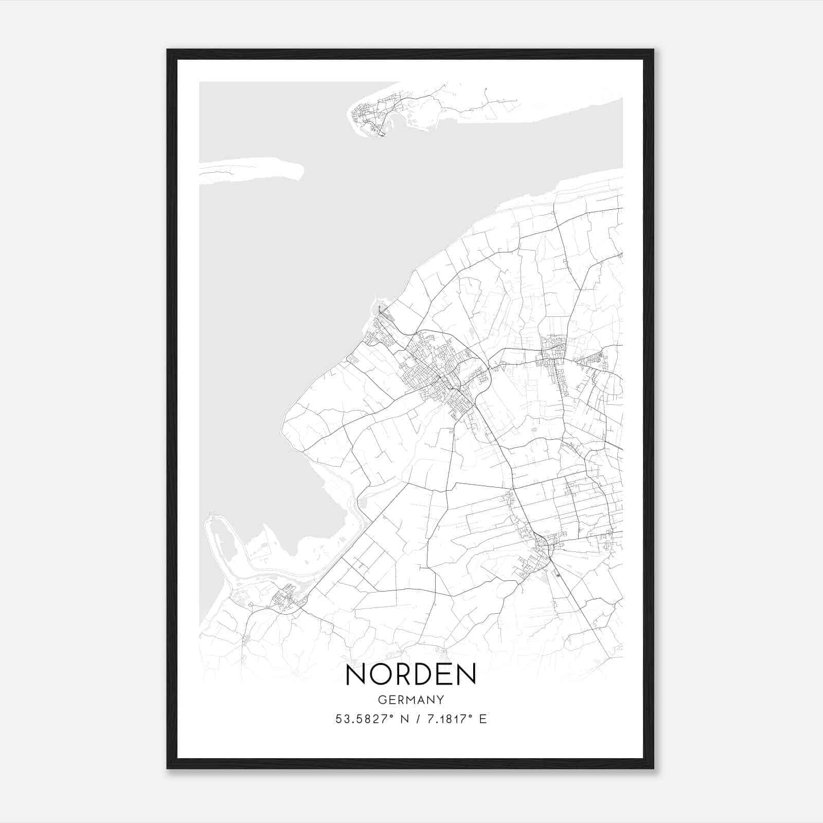 Norden Germany Map Poster, Modern Home Decor Wall Art Print