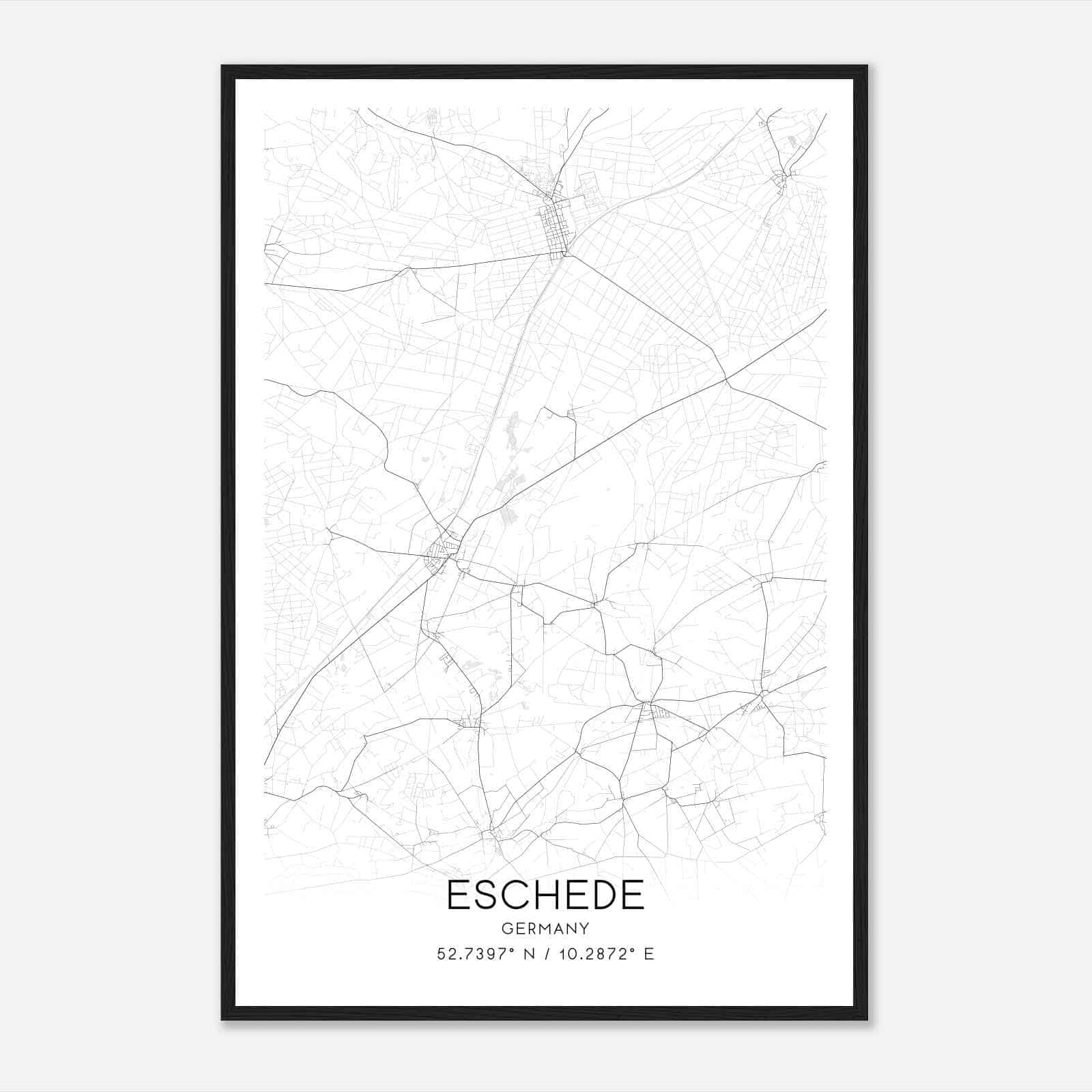 Eschede Germany Map Poster, Modern Home Decor Wall Art Print