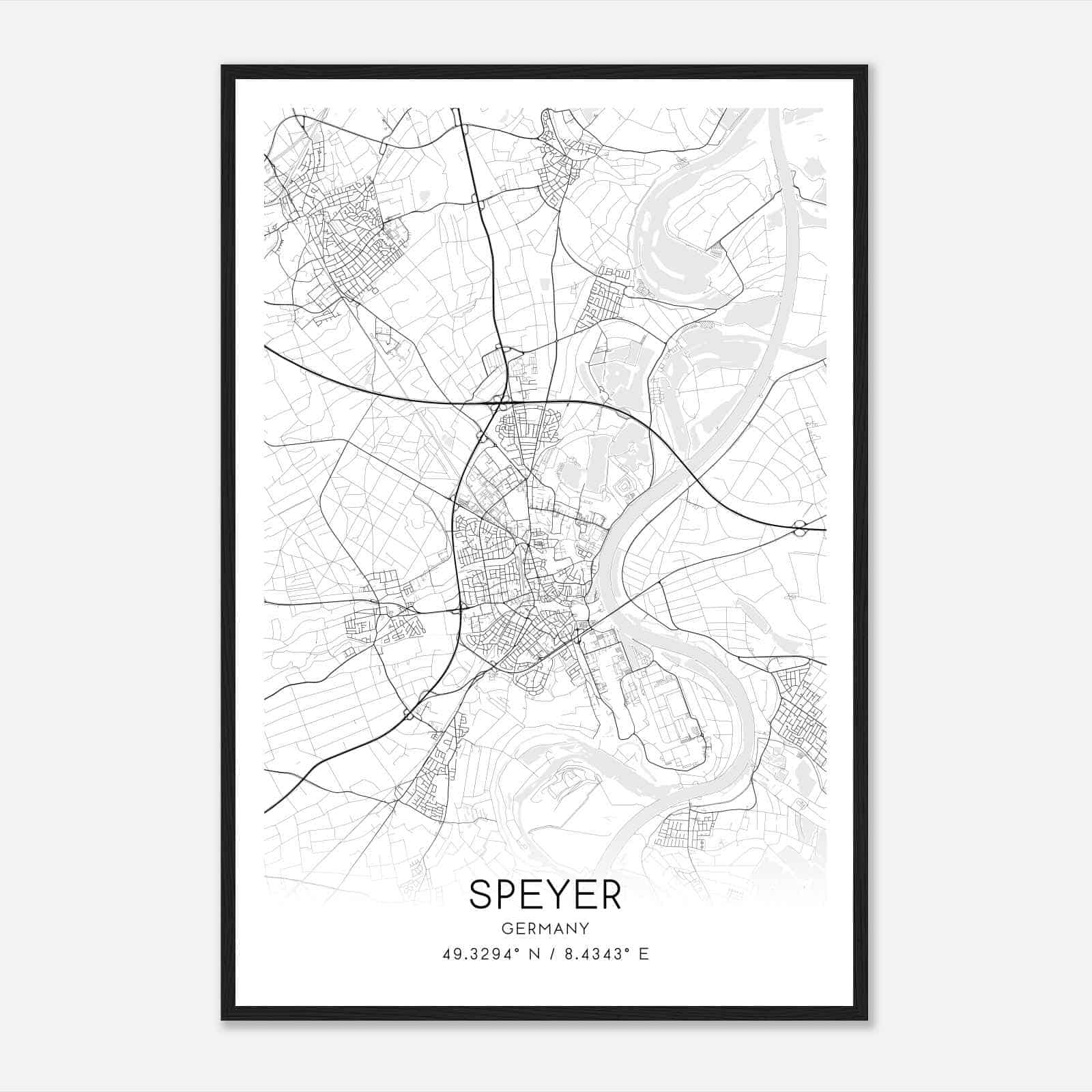 Speyer Germany Map Poster, Modern Home Decor Wall Art Print