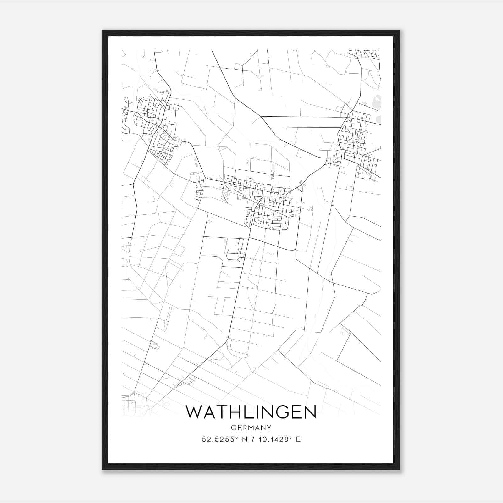 Wathlingen Germany Map Poster, Modern Home Decor Wall Art Print