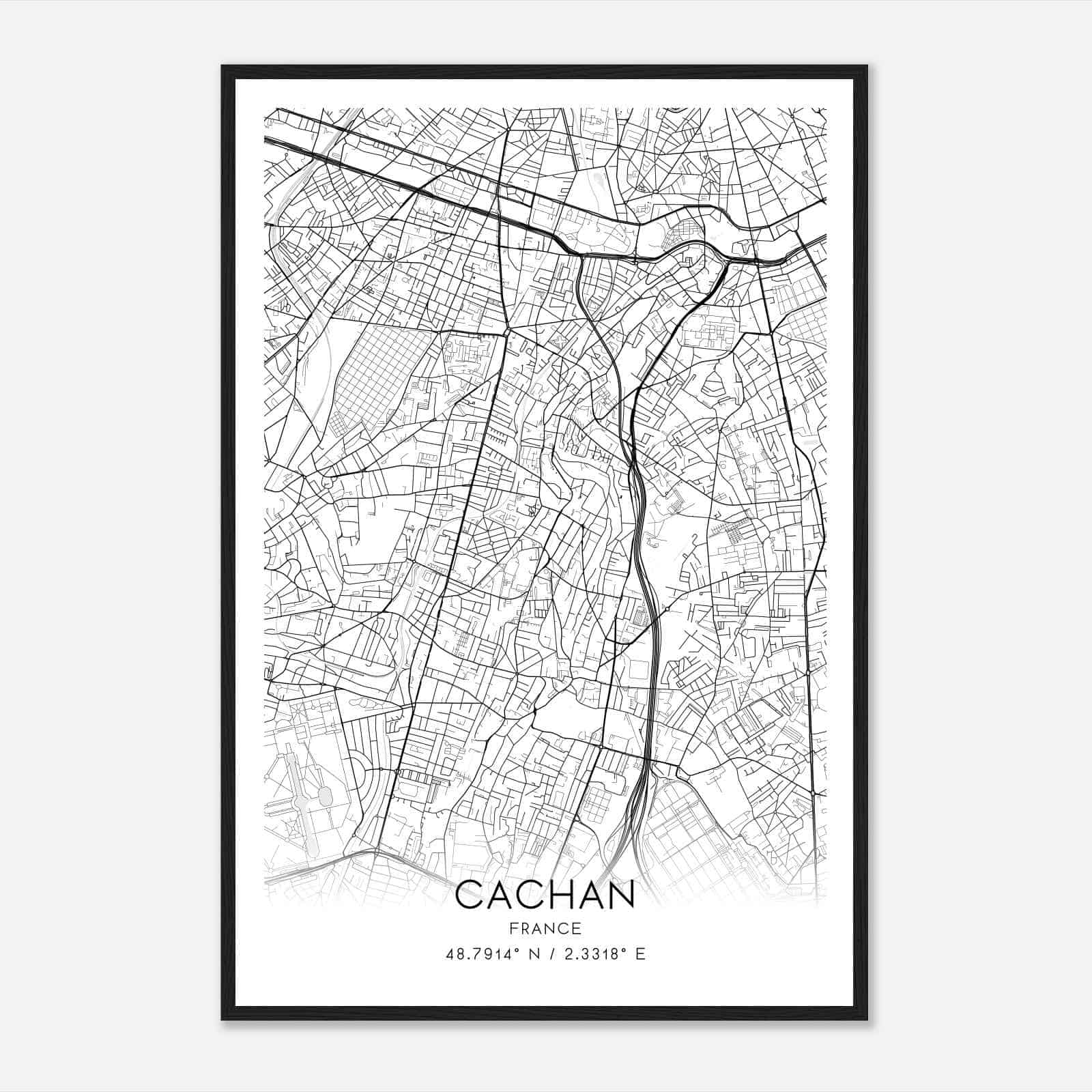 Cachan France Map Poster, Modern Home Decor Wall Art Print Cachan France Map Poster, Modern Home Decor Wall Art Print
