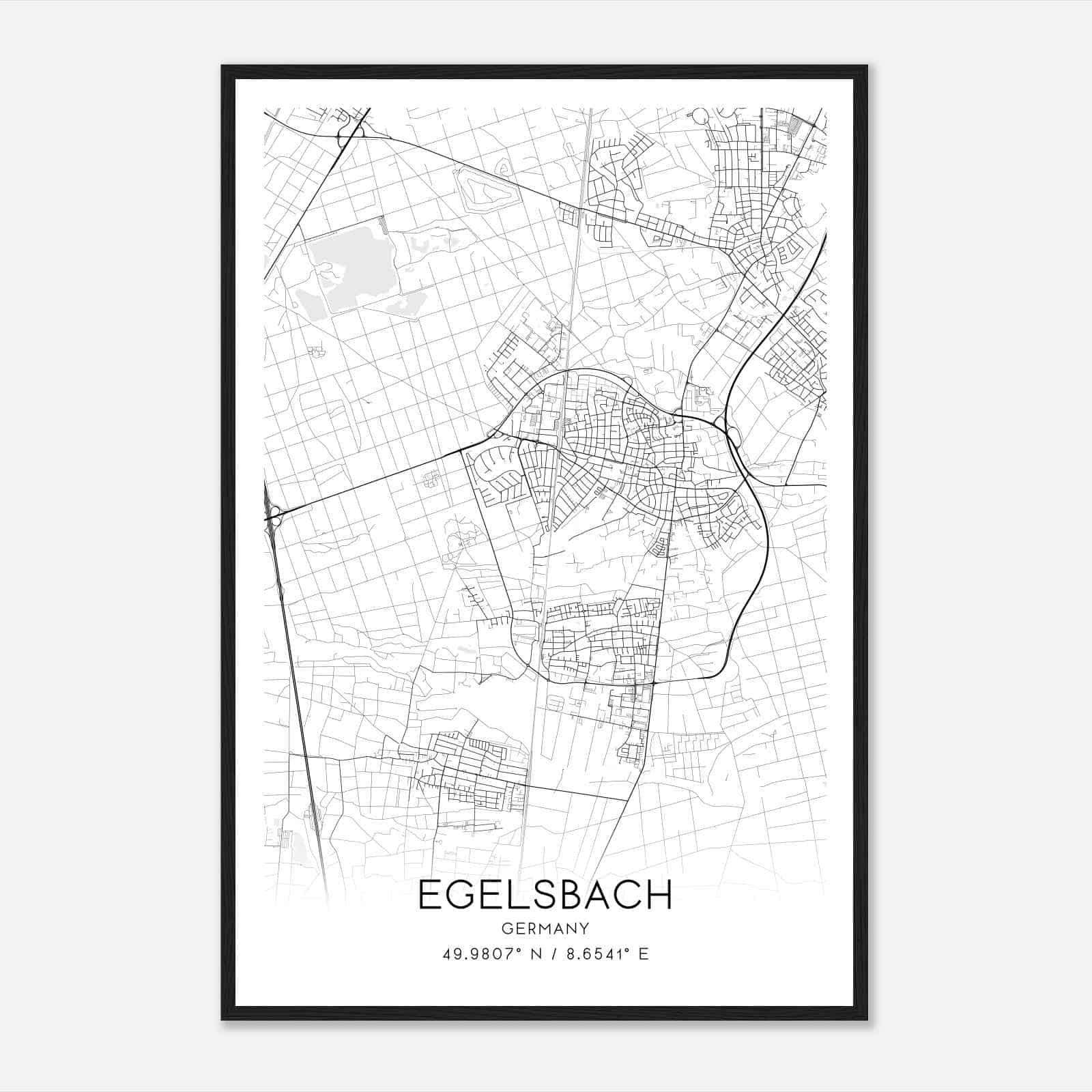 Egelsbach Germany Map Poster, Modern Home Decor Wall Art Print