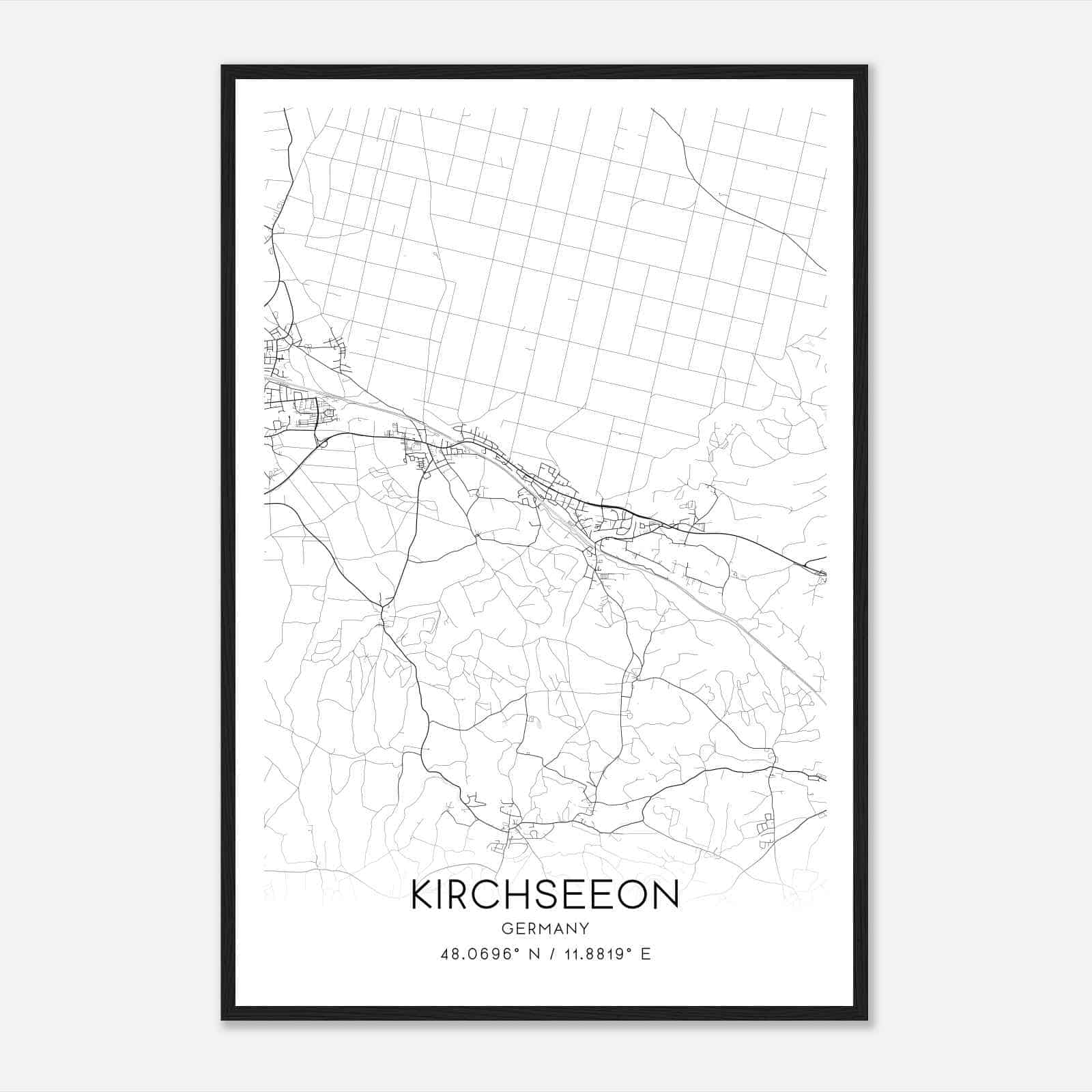Kirchseeon Germany Map Poster, Modern Home Decor Wall Art Print