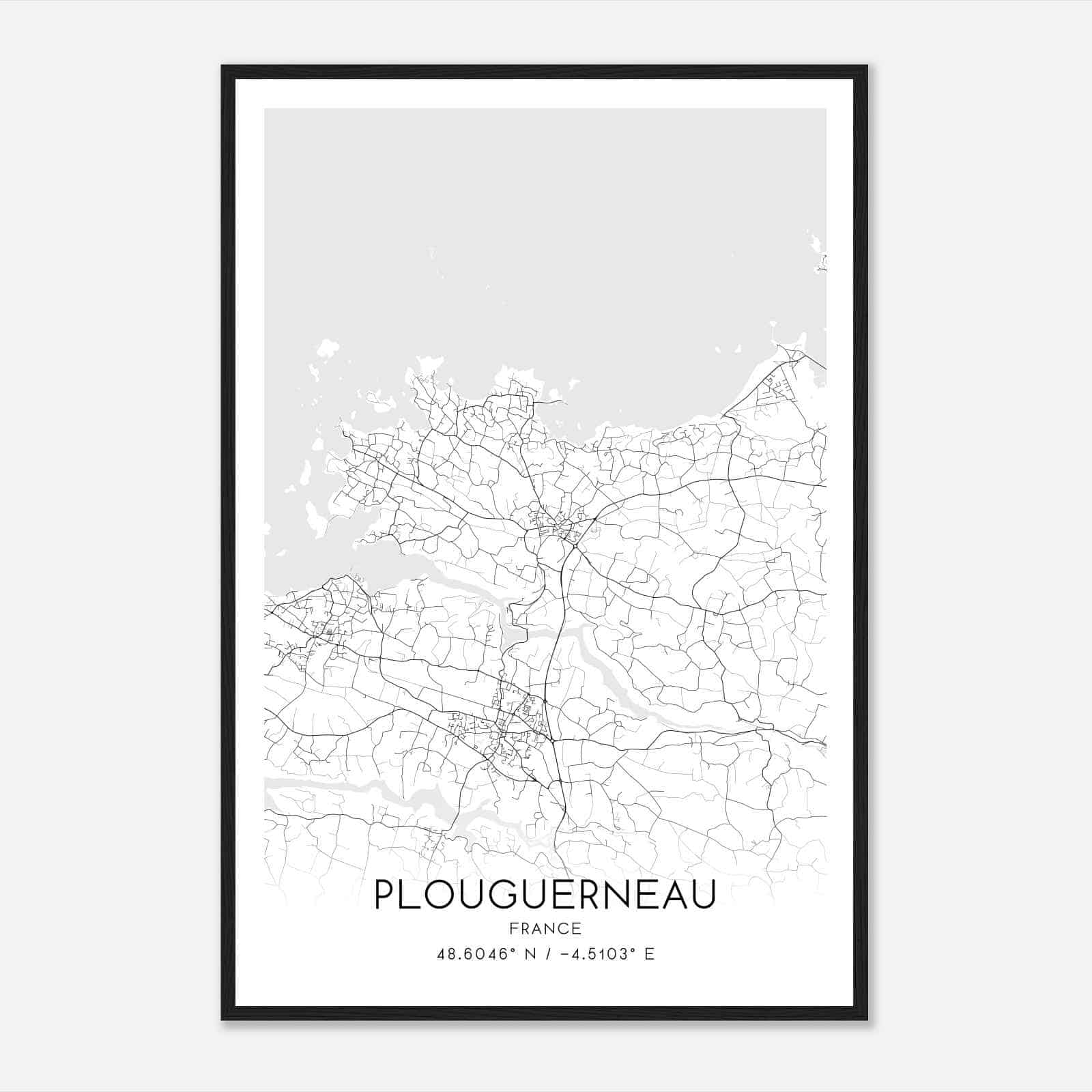 Plouguerneau France Map Poster, Modern Home Decor Wall Art Print