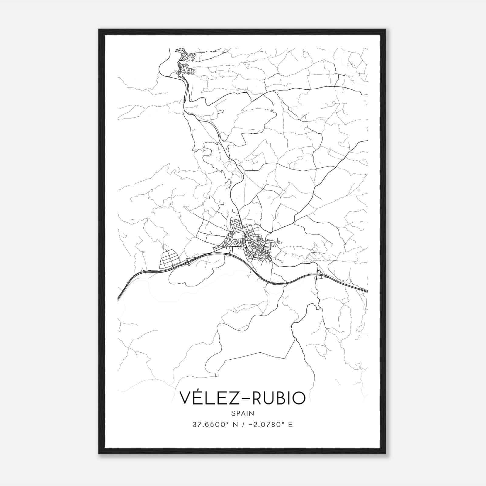 Velez Rubio Spain Map Poster, Modern Home Decor Wall Art Print