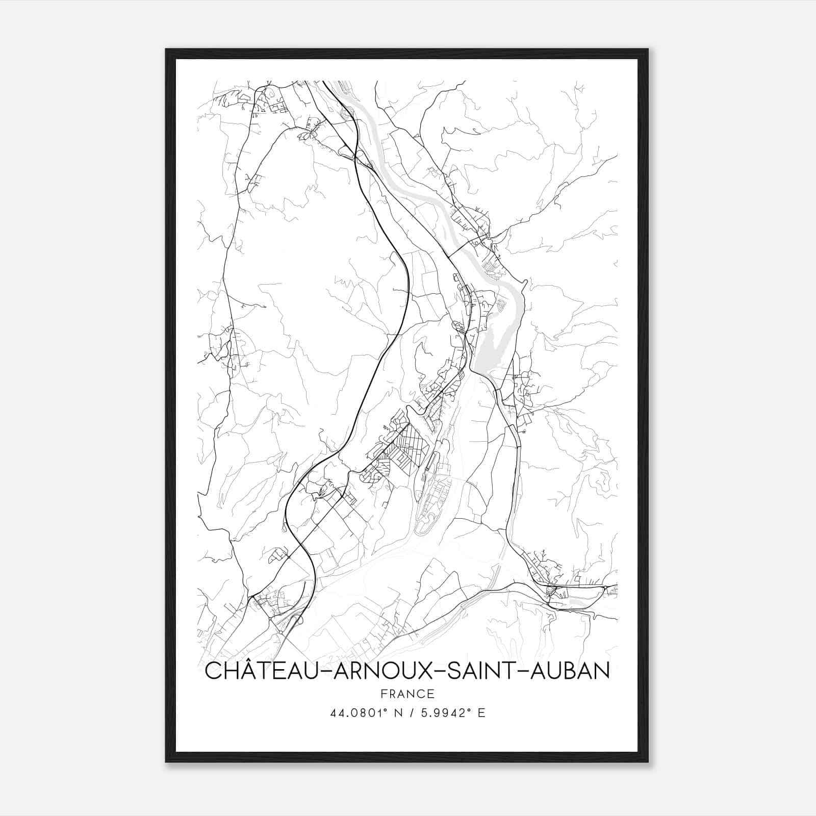 Chateau-Arnoux-Saint-Auban France Map Poster, Modern Home Decor Wall Art Print