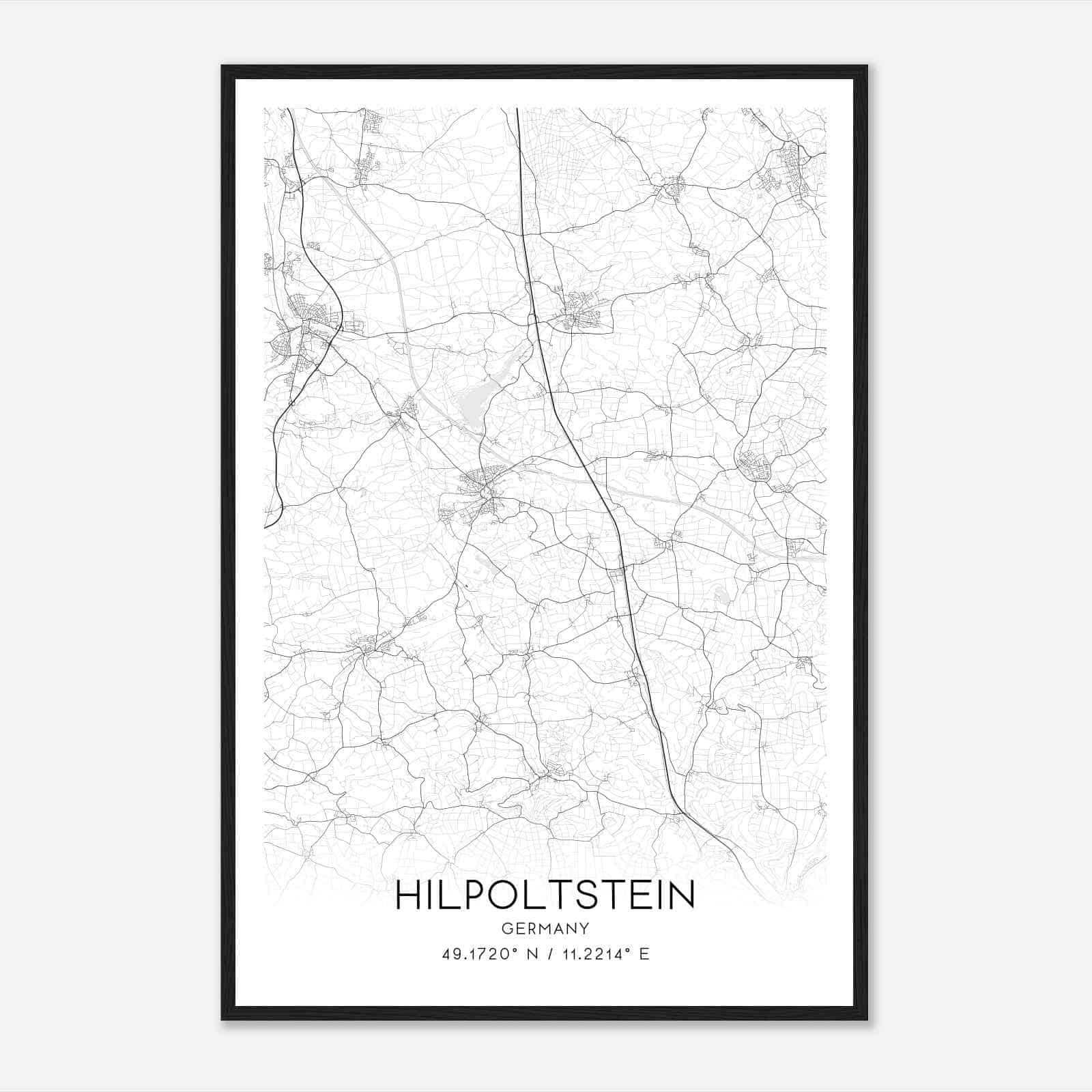 Hilpoltstein Germany Map Poster, Modern Home Decor Wall Art Print