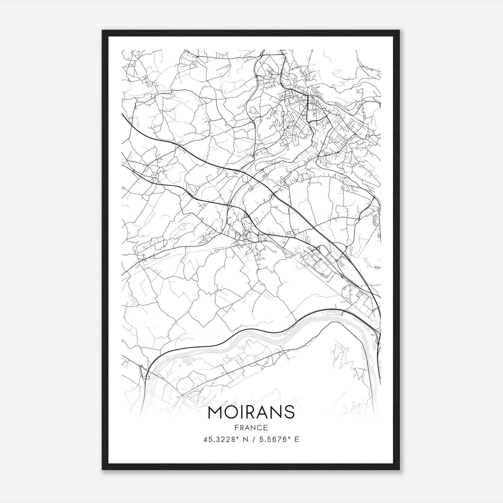Moirans France Map Poster, Modern Home Decor Wall Art Print
