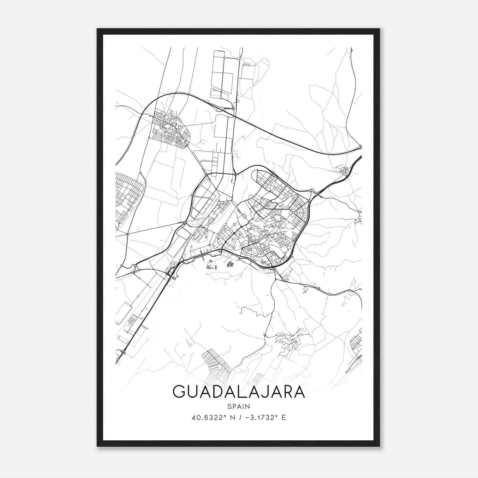 Guadalajara Spain Map Poster, Modern Home Decor Wall Art Print Guadalajara Spain Map Poster, Modern Home Decor Wall Art Print