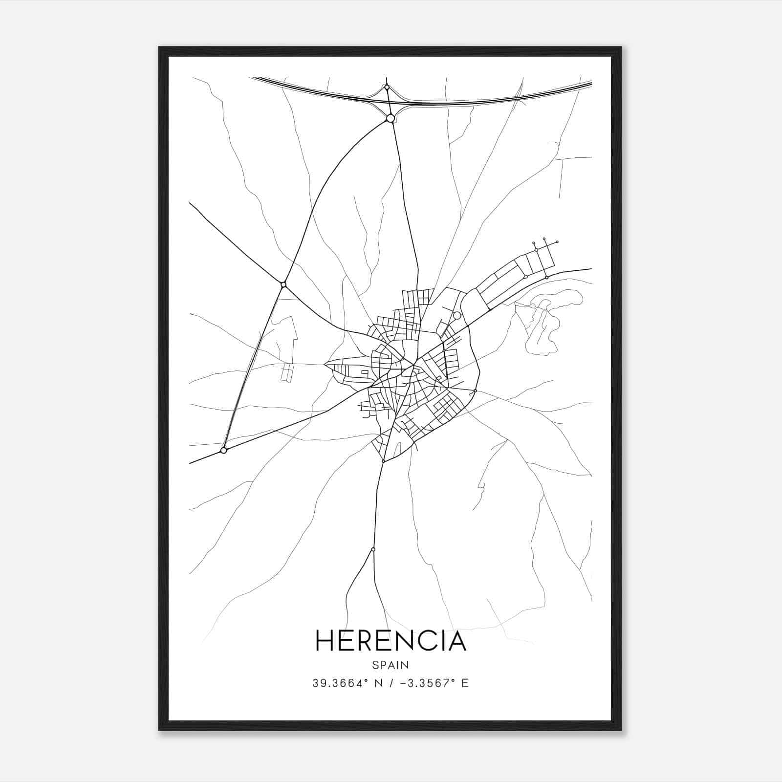 Herencia Spain Map Poster, Modern Home Decor Wall Art Print Herencia Spain Map Poster, Modern Home Decor Wall Art Print