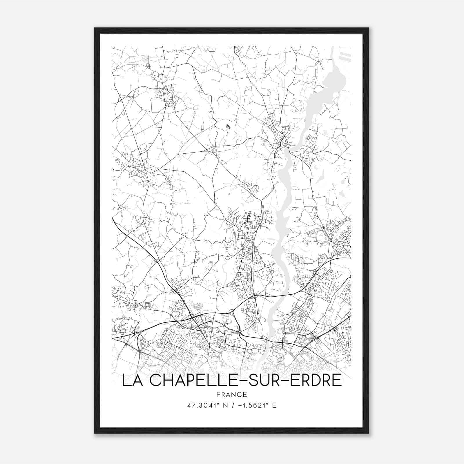 La Chapelle-sur-Erdre France Map Poster, Modern Home Decor Wall Art Print