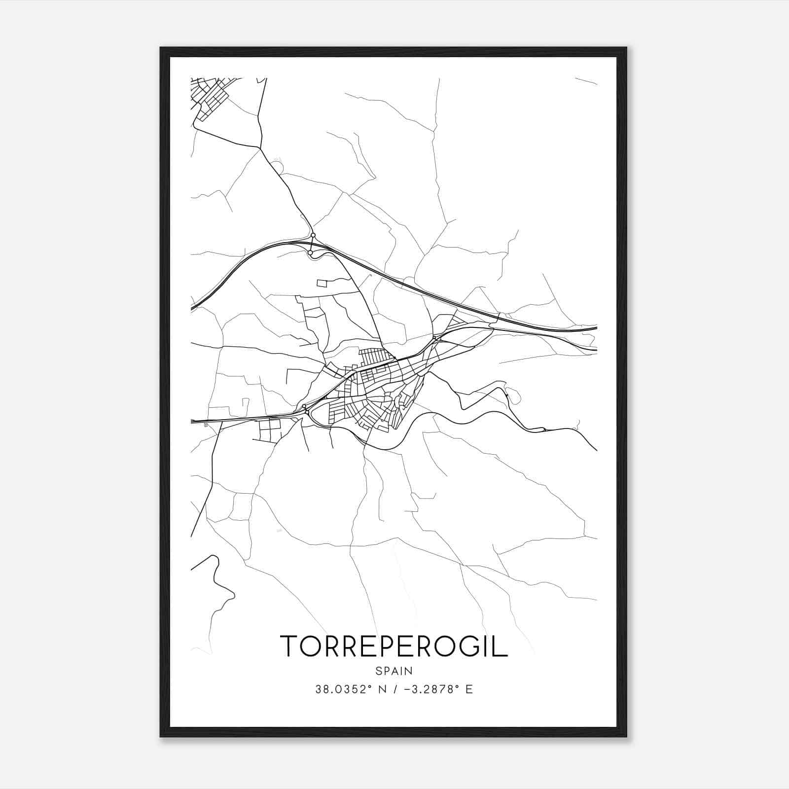 Torreperogil Spain Map Poster, Modern Home Decor Wall Art Print