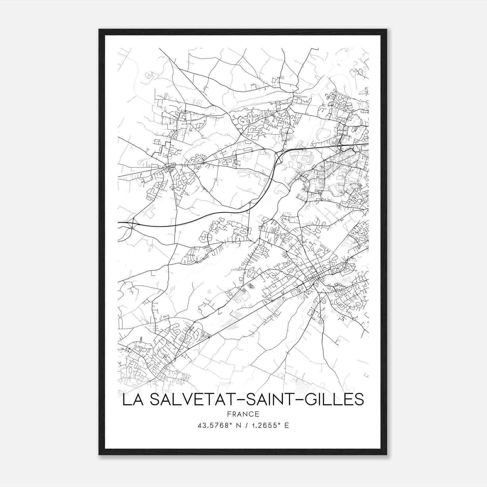 La Salvetat-Saint-Gilles France Map Poster, Modern Home Decor Wall Art Print