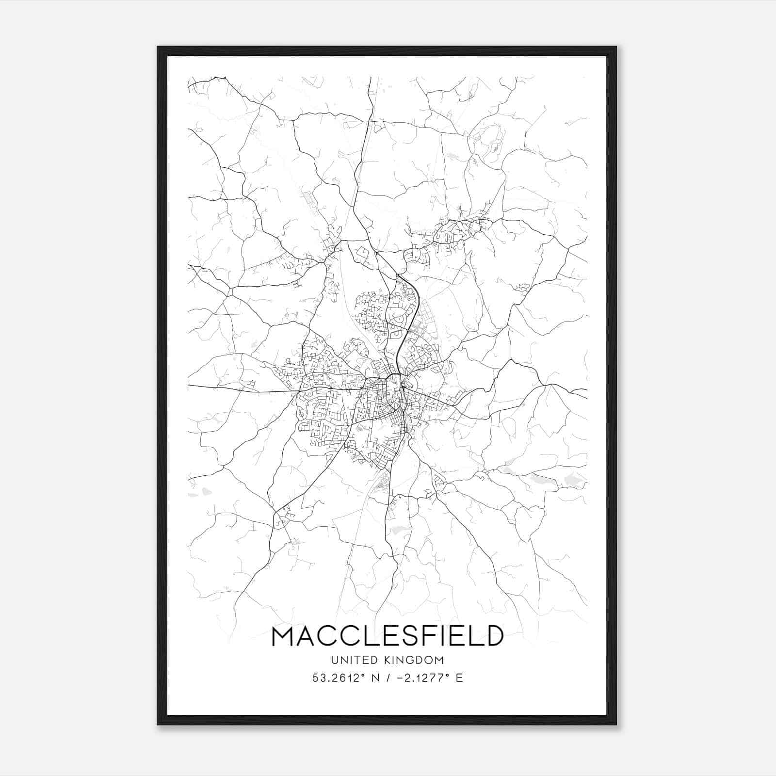 Macclesfield United Kingdom Map Poster, Modern Home Decor Wall Art Print