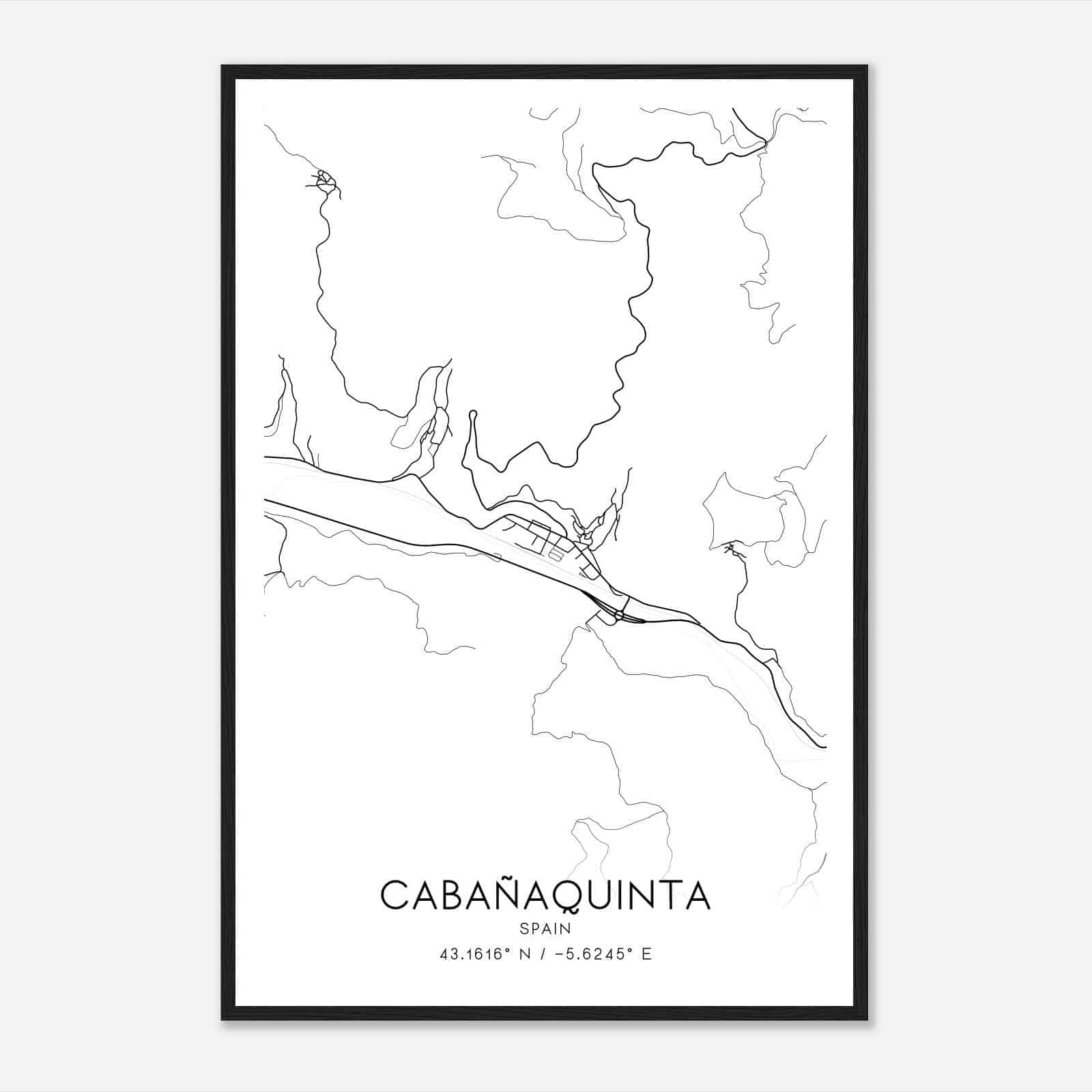 Cabanaquinta Spain Map Poster, Modern Home Decor Wall Art Print