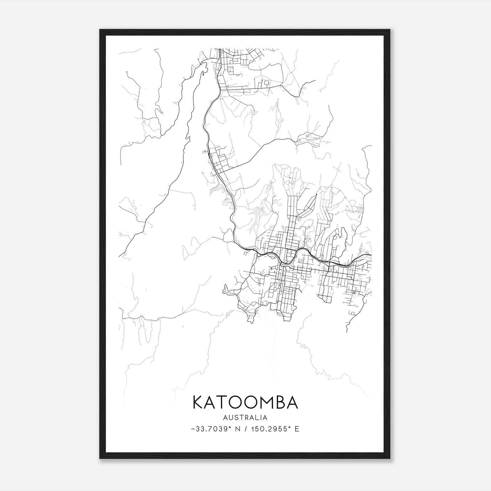 Katoomba Australia Map Poster, Modern Home Decor Wall Art Print
