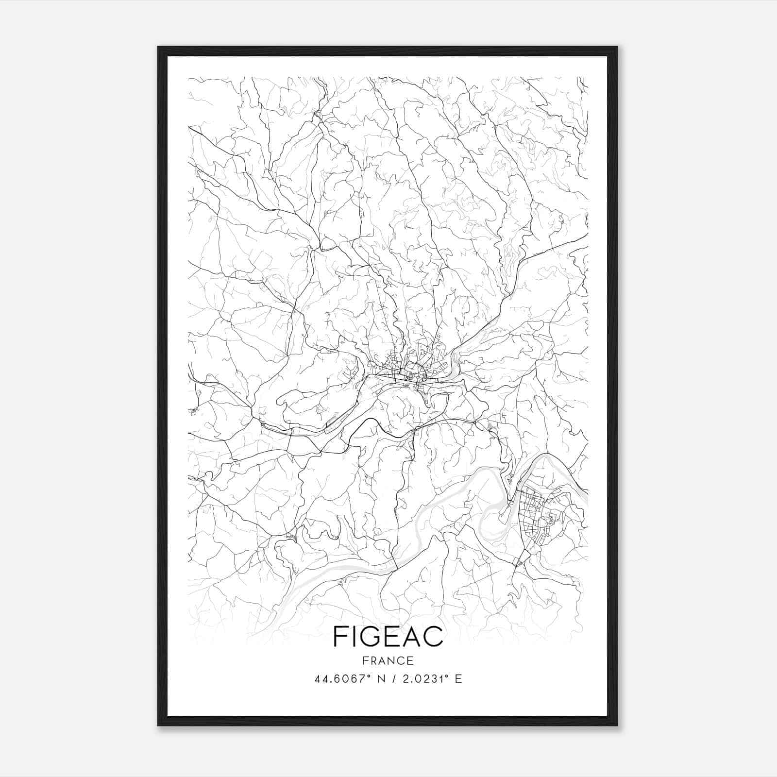 Figeac France Map Poster, Modern Home Decor Wall Art Print