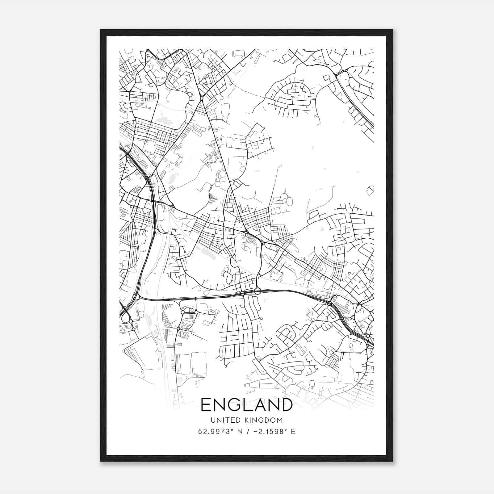 Fenton United Kingdom Map Poster, Modern Home Decor Wall Art Print