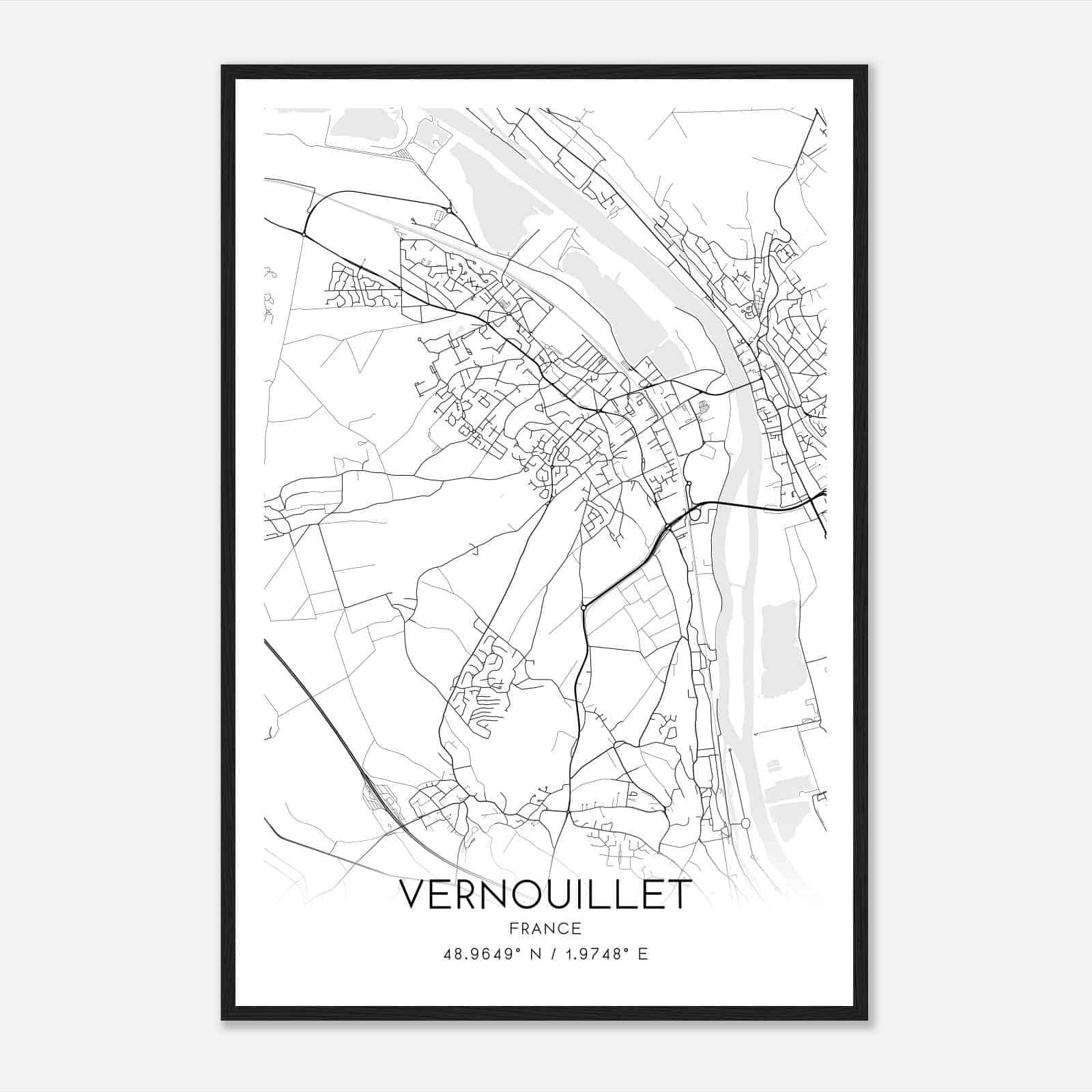 Vernouillet France Map Poster, Modern Home Decor Wall Art Print