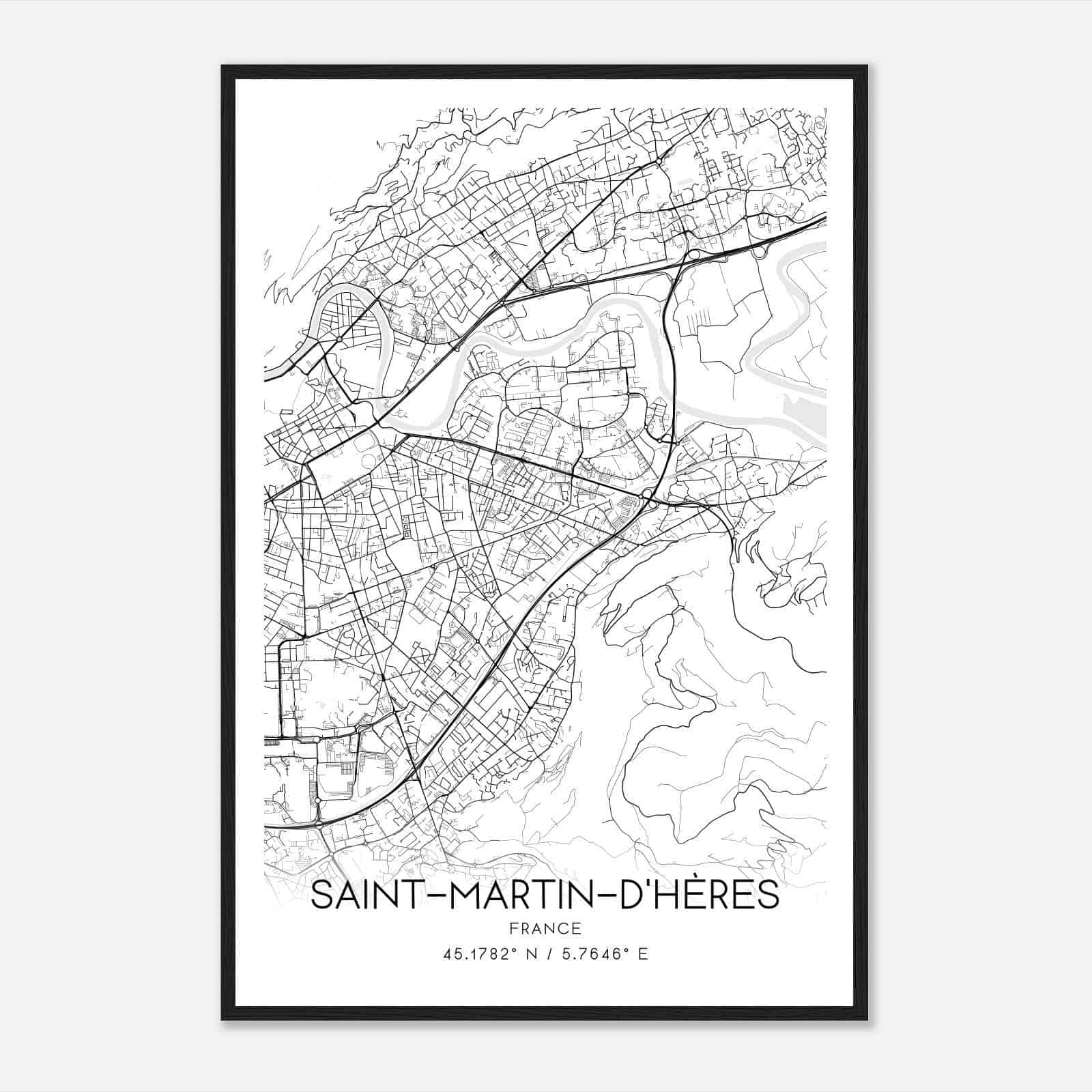 Saint-Martin-d’Heres France Map Poster, Modern Home Decor Wall Art Print