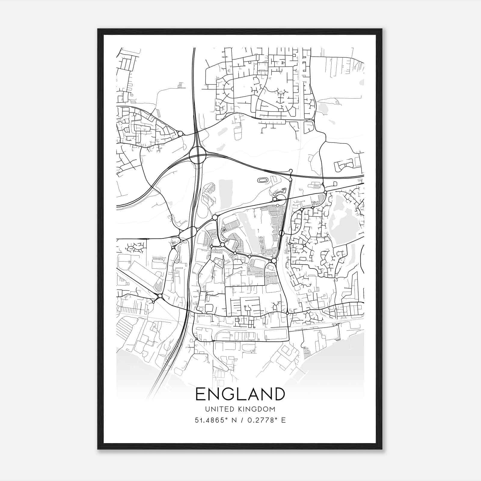 West Thurrock United Kingdom Map Poster, Modern Home Decor Wall Art Print