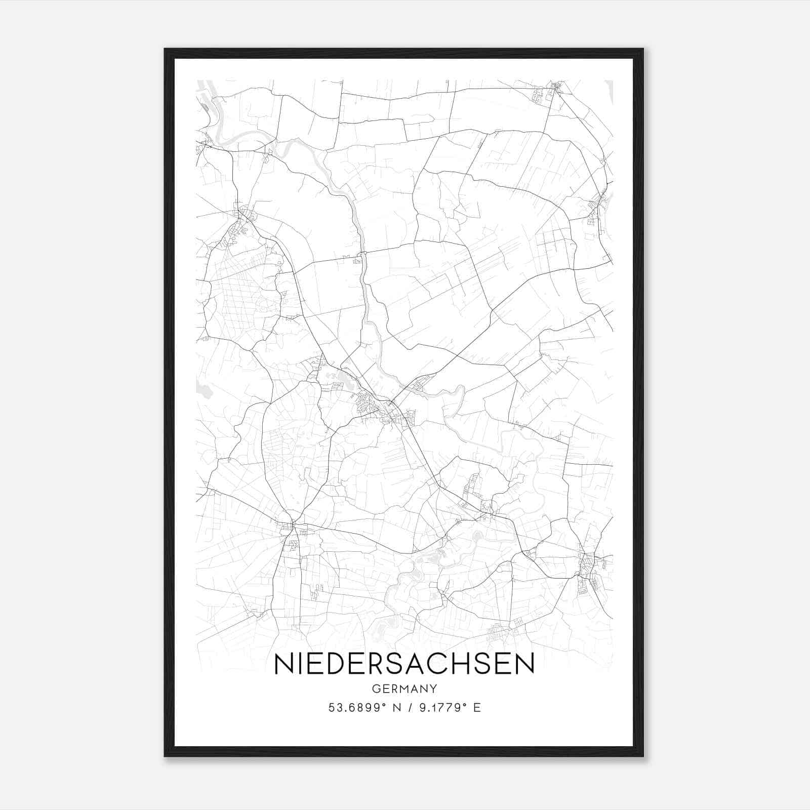 Hemmoor Germany Map Poster, Modern Home Decor Wall Art Print