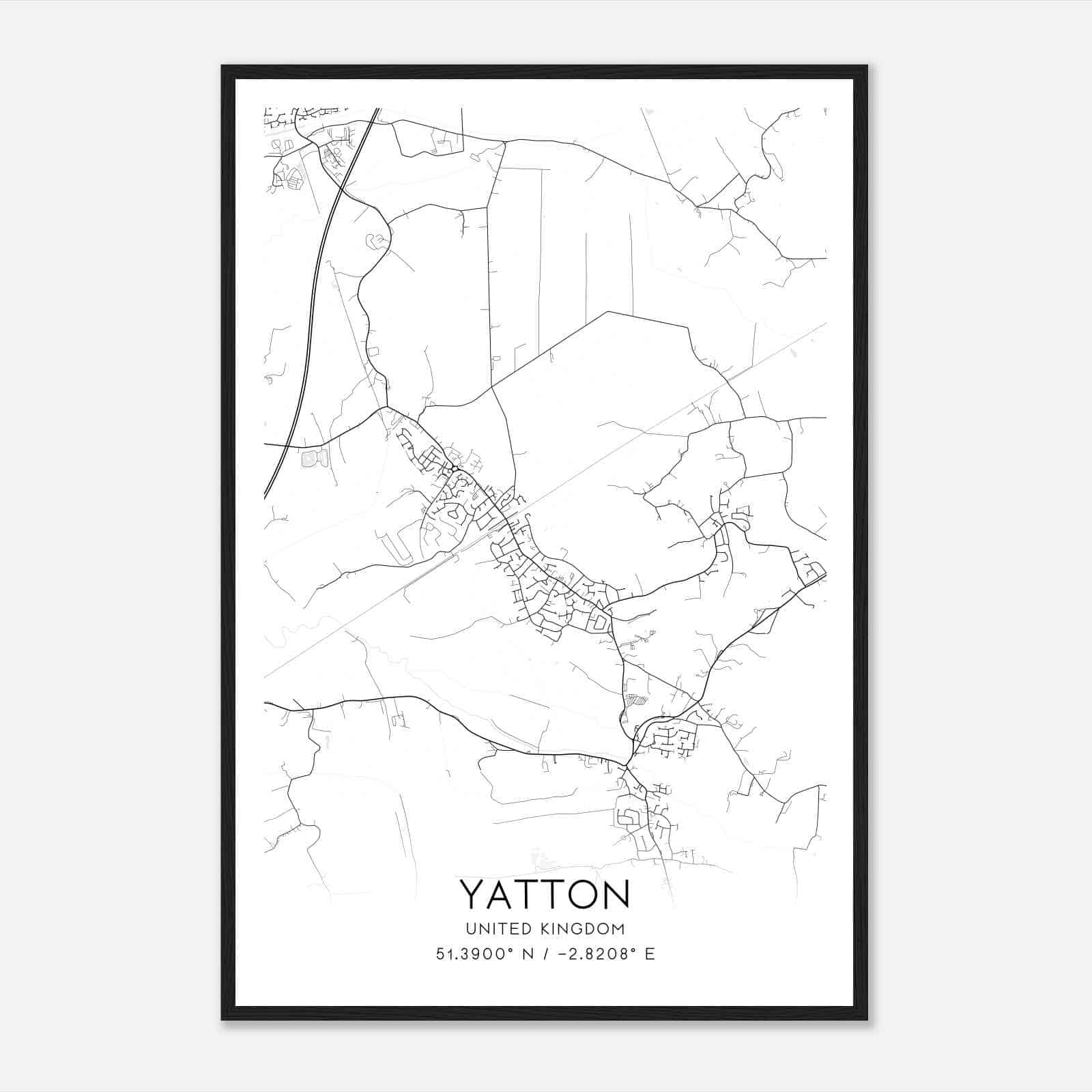 Yatton United Kingdom Map Poster, Modern Home Decor Wall Art Print