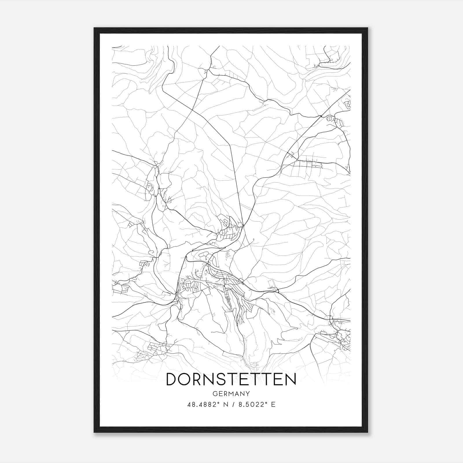Dornstetten Germany Map Poster, Modern Home Decor Wall Art Print